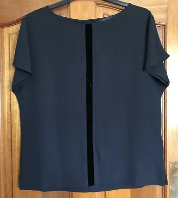 Marks & Spencer Collection Black Top Velour Trim-Size 8 (Oversized) NEW NO TAGS • £5