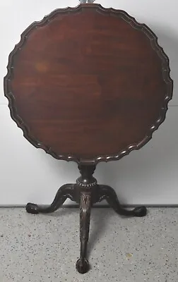 Henkel Harris Carved Chippendale Mahogany Pie Crust Tilt Top Table Claw & Ball  • $1399