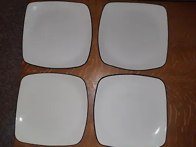 Set Of 4 Corelle Hearthstone 11-5/8  Square (ish) Plates Black & Cream • $17.24