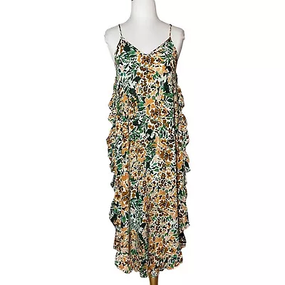 Joie Hayworth Silk Dress Size XS Ruffles Multicolor Spaghetti Straps Relaxed Fit • $24.90