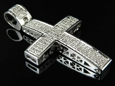 Beautiful 2.00 Ct Round Cut Diamond Cross Men's Pendant 925 Sterling Silver • $145.22