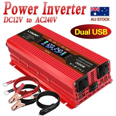 2000W Peak 1000W Power Inverter DC 12V To AC 240V Car Converter USB Camping Trip • $69.99