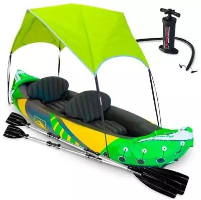 KP Inflatable Kayak 2 Person With Sun Canopy (Detachable) + Kayaks For Adults  • $267.59