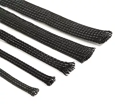 Black Braided Cable Sleeving Expandable Wire Harness Marine Auto Sheathing • £6.49