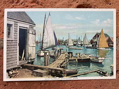 NANTUCKET MA Marshall Gardiner Phostint Colored Antique Postcard  Quiet Harbor  • $13.16