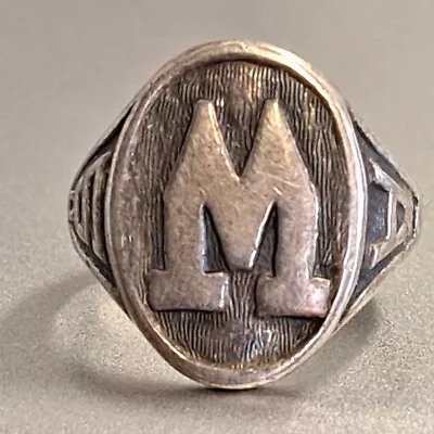 Vintage Sterling Silver M Ring Sz 4.5 • $69.99