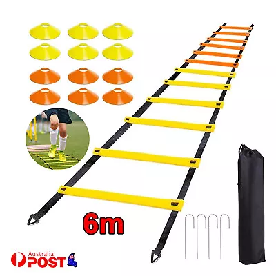 Football Training Equipment For Kids Speed Agility Agility Ladder Set 12 Rung 6M • $16.81