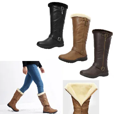 $38.99 • Buy Womens Ladies Knee High Warm Fur Winter Zip Snow Boot Flat Heel Boot Shoes Size