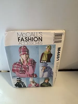 McCalls  M4681 And M5773 Fashion Accessories Fleece Hat Scarves Uncut 2 Patterns • $8