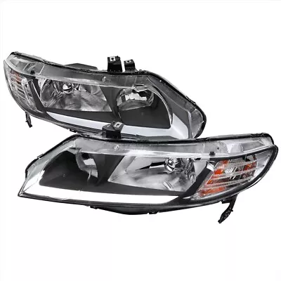 For 06-11 Honda Civic FA FG Clear Lens Black Headlights W/ LED DRL Sedan 4 Door • $220