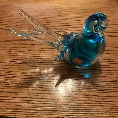 Murano Glass Blue Bird Made In Italy Venezia Imperfection On Bottom Scratches Sm • $40