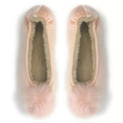 OoohGeez Women's Bedroom Fuzzy Slippers Pom Pom Pink Indoor Cozy House Shoes • $17.99
