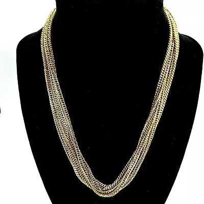 Vintage Monet Necklace Gold Tone Multi-Strand 17” Adjustable Chain Link • $13