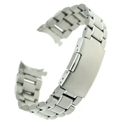 Stainless Steel Watch Band Strap Metal Wristwatch Bracelet Curved End 16~24mm • $6.11