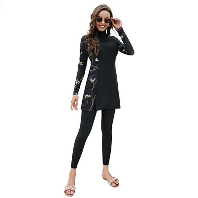 Muslim Women Swimwear Summer Full Cover Swimsuit Arab Burkini Islam Swim Costume • £18.38