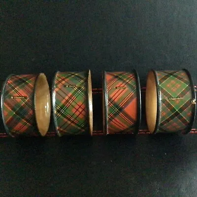 Four Mauchline Ware Tartan Napkin Rings. Clanronald McBeth McPherson Stuart • £39.99