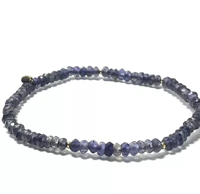 Amethyst Bracelet 14k Gold Stretch Small Faceted Beads Vintage • $56.50