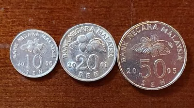 Malaysia 2001-2006 3 Coins Set 10 20 50 Sen • $3.95