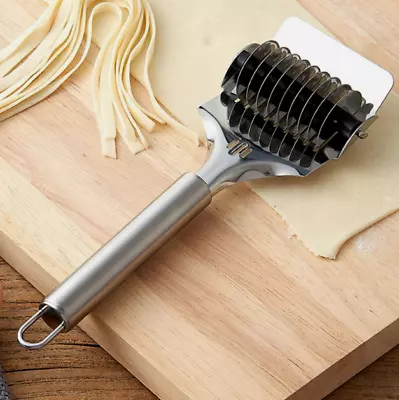 1pc Stainless Steel Noodle Cutting Tool With Grid Roller Pasta Cutter Handheld • $8.49