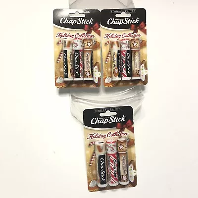 ChapStick Holiday Collection Lip Balm 3 Count Lot 3 Candy Sugar Pumpkin 9 Total • $15.77