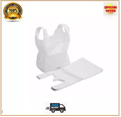 £38.25 • Buy Plastic Vest Carrier Bags White Strong Bags Shops Stalls Supermarkets All Sizes