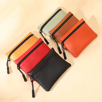 Women Small Change Bag Mini Purse Leather Coin Card Holder Wallet Pouch Zipper • $2.23