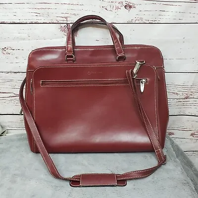 Franklin Covey Red Genuine Leather Briefcase Laptop Bag - Dark Red • $39.90