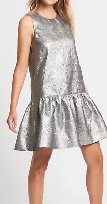 Sass And Bide My World Dress Silver Metallic 44  14 RRP$550 New! • $119