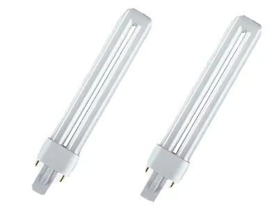 11W G23 2 Pin Low Energy CFL PL-S PLS Stick Light Bulb 3500K White Lamp 2 Pack • £7.99