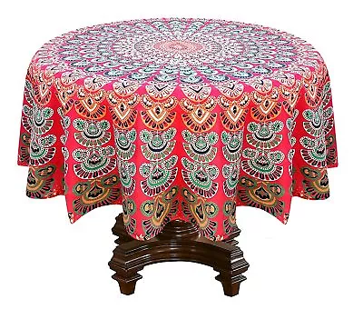 Cotton Round Tablecloth Table Cover For 4/6 Seater Dining Table 70inch  US • $19.54