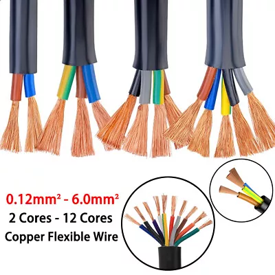 0.12-6mm² Flex Wire Copper 2/3/4/5/6/8/10 Cores Electrical Cable PVC Insulation • $2.73