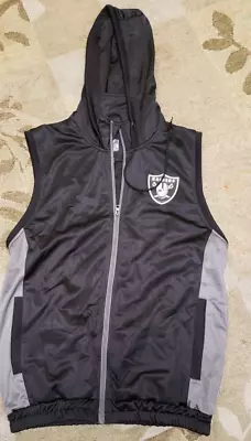 Ladies Nfl Raiders Satin Casual Hoodie Sleeveless Jacket S/ch Perfect Condition • $49.50