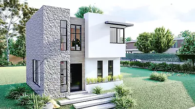 Modern House Home Building Plan 4 BedRoom 3 BathRoom With Garage & Free CAD File • $29.99