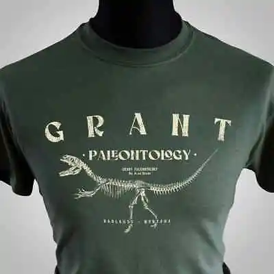 Grant Paleontology T Shirt Retro Movie Dinosaur T Rex Jurassic Green • £13.99