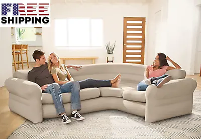 Comfort L-Shaped Corner Sofa Sleeper Couch Blow Up Futon Sectional Indoor/Outdoo • $134.99