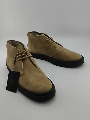 Fred Perry Men's Leather Shoes Low Boots Size UK 7 / EU 41 In Khaki • £68