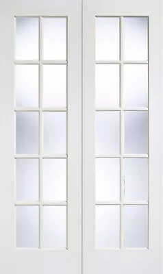 LPD Internal White 10 Light Rebated Pair Clear Glass Doors • £144.99