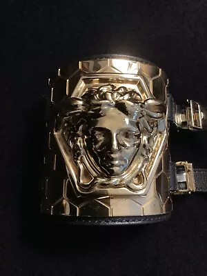 Rare Limited Edition Versace Haas Medusa Leather Bondage Cuff Bracelet • $1650