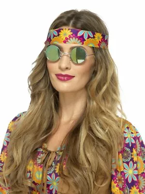 Hippie Specs Mirrored 60's Peace Love Hippies Fancy Dress Costume Accessory • $8.95