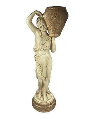 MARWAL Chalkware Greek Goddess Statue Holding Flower Planter Vase Urn Lg 21” Vtg • $59.49