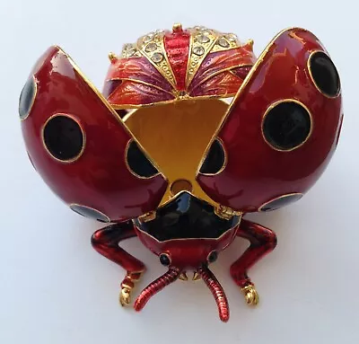 Bejeweled Lady Bug Trinket Jewelry Box Statue • $15.99