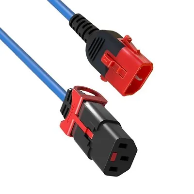 1m IEC 320 Dual Locking Power Cable C13 To C14 17AWG 1mm BLUE • £11.48