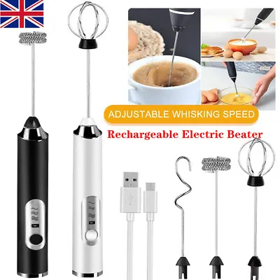 Electric Milk Coffee Frother USB Egg Beater Handheld Whisk Drink Frappe Mixer UK • £8.98