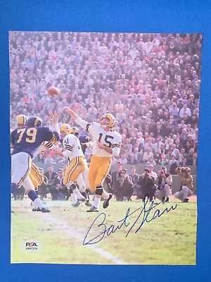 BART STARR NFL HOF SIGNED COLOR PHOTO 7.5x9.5 2x SUPER BOWL CHAMP GREEN BAY PSA • $279.95