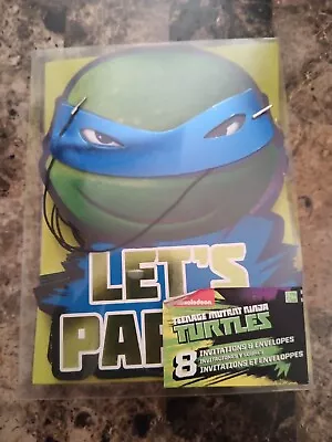 TMNT Teenage Mutant Ninja Turtles 8 Birthday Party Invitations & Envelopes Mask • $7.99