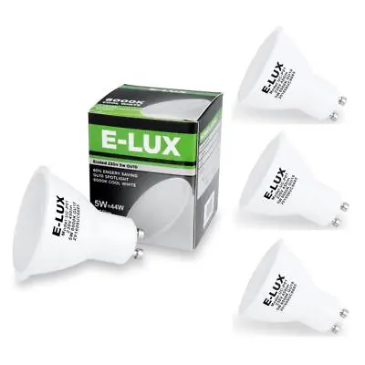 Pack Of 4 E-LUX 5W GU10 SMD LED Light Bulbs 50W Replacement 6000K Cool White LA • £7.95