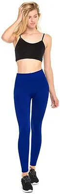 MOPAS  Women's Fleece Lined Solid Color Full Length Leggings Free Size - R.Blue • $10.95