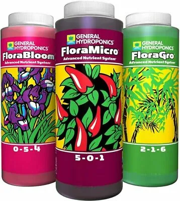 $44.99 • Buy General Hydroponics GH Flora Series FloraGro FloraBloom FloraMicro 16 Oz / Pint