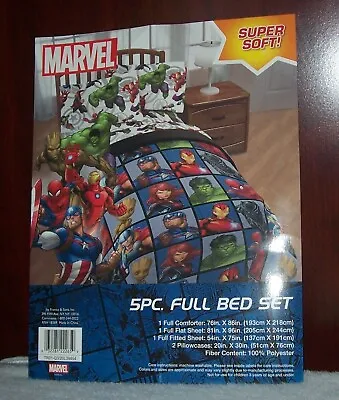 Jay Franco Marvel Avengers Team 5 Piece Full Bed Set Includes Comforter & Sheets • $44.99