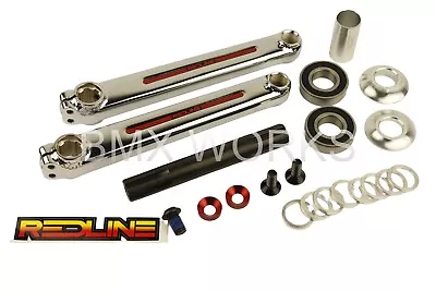 Redline Flight BMX Crank Set Ch-Mo Chrome 180mm With Silver Mid Bottom Bracket • $299